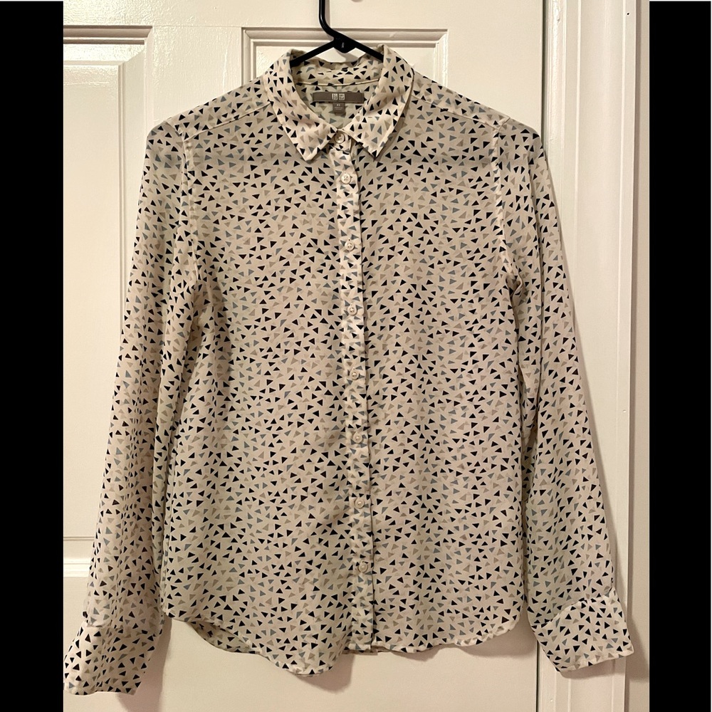 Uniqlo long sleeve button down, triangle print